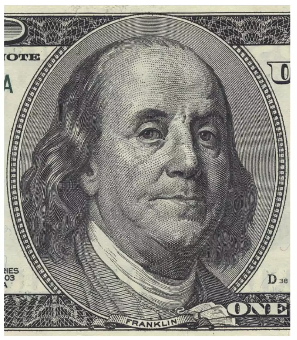 Macro shot of Benjamin Franklin on U.S currency Macro shot of Benjamin Franklin on U.S currency
